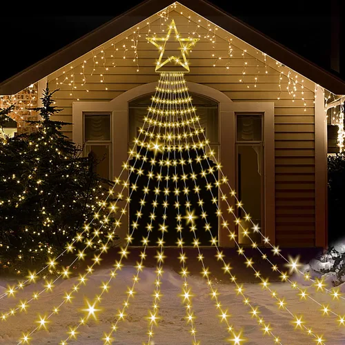 Vista 8 de Onory Guirnalda de luces de Navidad, luces de estrella en cascada para Varios