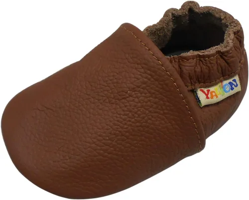 Vista 15 de YALION - Mocasines de cuero suave para bebés, niños y niñas, para gatear y dar sus primeros pasos