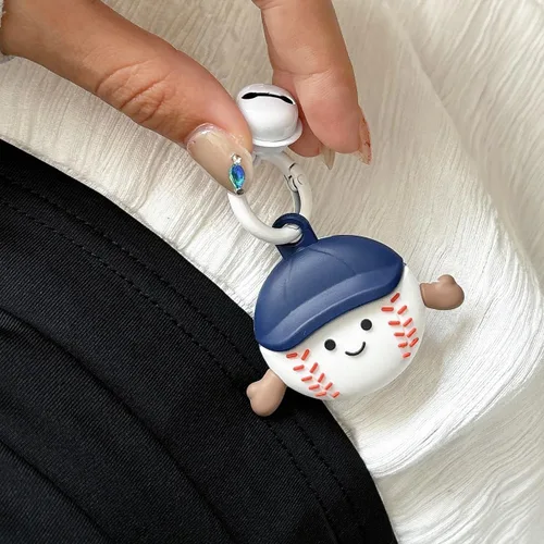 Vista 2 de Yatchen Bonita funda de silicona para AirTag 2021 Finder Fun 3D Cartoon Animal Anti Scratch Llavero Tracker Protector Bluetooth (Béisbol, 1 unidad)