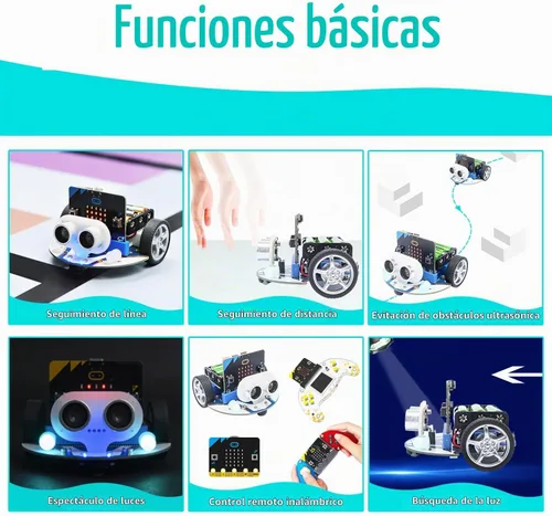 Vista 3 de ELECFREAKS Microbit Mini Cutebot Kit compatible con BBC Micro:bit V2 y V1, Kit de Coche Robot Programable DIY, Proyecto Educativo STEM, Coche
