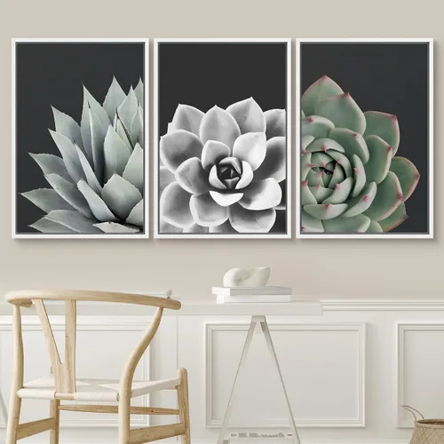 Vista 118 de SIGNWIN Lienzo enmarcado para pared, juego de arte pastel con cadena montañosa, bosque, niebla, naturaleza silvestre, ilustraciones modernas, arte