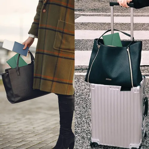 Vista 3 de Combo de tarjetero para pasaporte y vacuna, cartera de viaje para mujer con bloqueo RFID con ranura para tarjeta de vacuna, funda de mano
