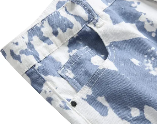 Vista 4 de Jeans ajustados elásticos para hombre, pantalones casuales con estampado de moda, cómodos, con cintura flexible