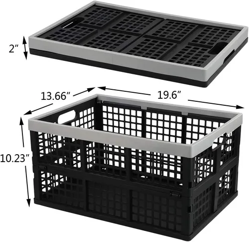 Vista 2 de Asking Cajas plegables para uso general, paquete de 4 cajas apilables de 42 L