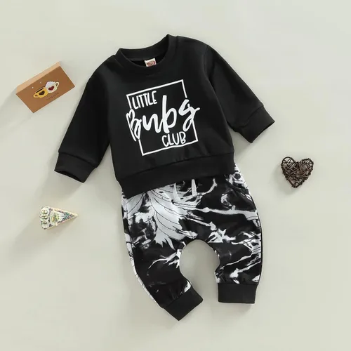 Vista 87 de Ropa de bebé niño 3 6 9 12 18 24M 3T Conjunto de pantalones con capucha patchwork sudadera con capucha pantalones de rayas traje de otoño invierno