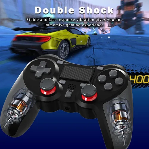 Vista 4 de TERIOS Controlador inalámbrico para PS4, control remoto con joystick efecto Hall, batería de 1000 mAh, conector de audio de 0.138 in y función