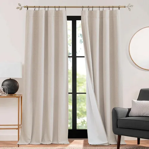 Vista 69 de RYB HOME - Cortinas con cancelación de ruido de 63 pulgadas de largo, juego de 2 paneles, 3 capas totales, cortinas opacas, insonorizadas
