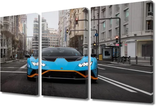 Vista 71 de Arte de pared de auto deportivo rojo para sala de estar, arte de pared de lienzo de súper auto genial, imágenes pósters, 3 piezas, arte moderno