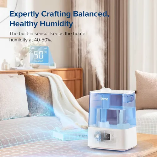 Vista 2 de LEVOIT Classic300S Humidificador ultrasónico inteligente de llenado superior, tanque extra grande de 6 litros para toda la familia, aplicación