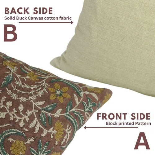 Vista 3 de Funda de cojín hecha a mano con estampado de bloques de 14 x 14 pulgadas, de lino puro, para otoño, verano, decoración de primavera para sofá, cama