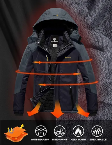 Vista 5 de GEMYSE - Chaqueta de esquí impermeable, resistente al viento, lluvia y nieve, para hombre
