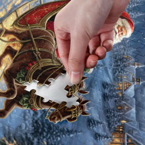 Vista 4 de Christmas Santa Claus Jigsaw Puzzles 500 Pieces for Adults with Mesh Storage Bag 2011938