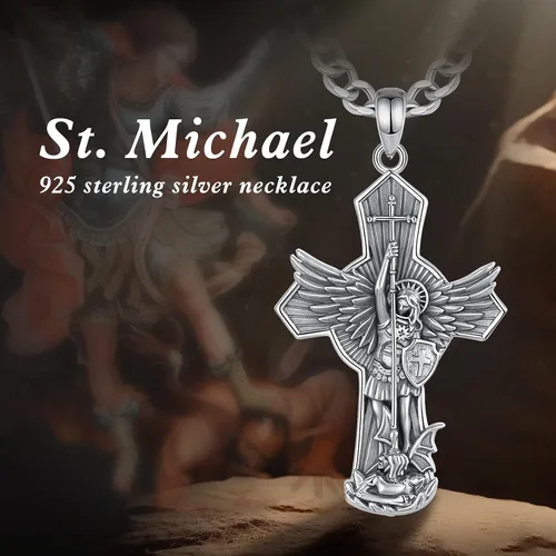 Vista 164 de CELESTIA Medallas de plata de ley 925 San Miguel/San Cristóbal/San Benito/San Gabriel/Virgen María/Jesús/Caravaca/Metatrón/Sello de los Siete