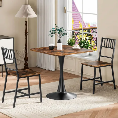Vista 8 de HOOBRO Mesa de comedor, mesa de comedor cuadrada para 2, mesa de comedor de 27.6 pulgadas para espacios pequeños, mesa de cocina de tulipán, base