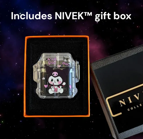 Vista 4 de NIVEK Kulomi - Encendedor de carga USB transparente, doble arco, impermeable, recargable, luz de gatito, KT, gato, melodía japonesa Kawaii