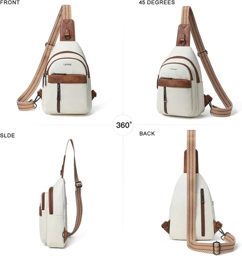 Vista 7 de LATMAP 7L Bolsa de Cintura para Hombres y Mujeres Mochila de Cadera Riñonera Bandolera Bolso de Hombro Cinturón de Viaje Bolso de Mano de PU Cuero