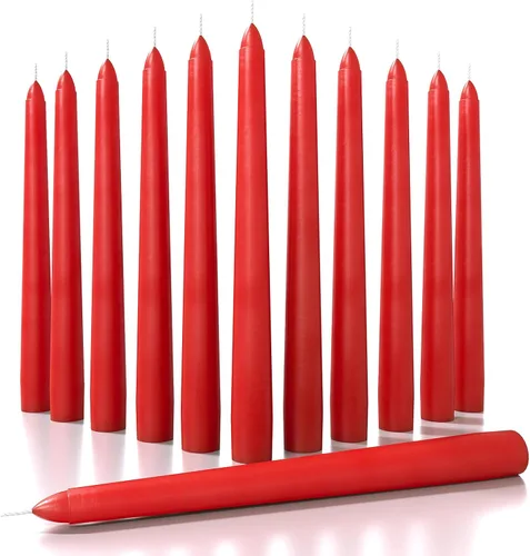 Vista 67 de CANDWAX Juego de 12 velas cónicas color naranja de 8 pulgadas, sin goteo, sin perfume, de larga duración, perfectas para fiesta de Halloween