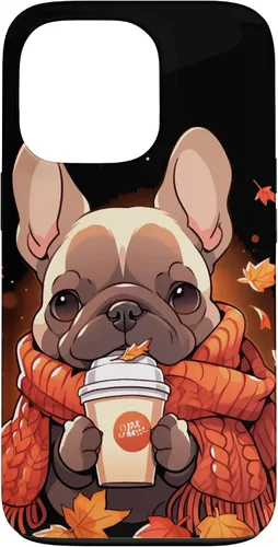 Vista 10 de French Bulldog Fall Autumn Pumpkin Spice Latte Frenchie Dog Case for iPhone 17