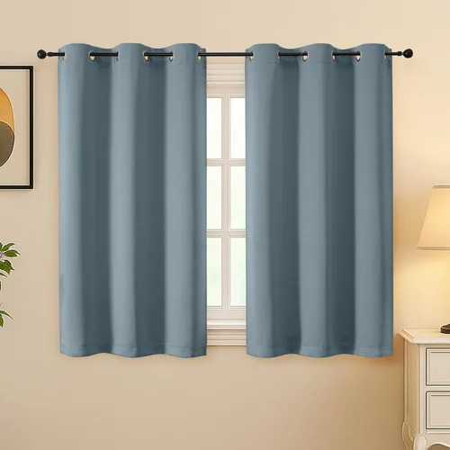 Vista 108 de Simplebrand Juego de 2 paneles de cenefa aguamarina para ventana de cocina de 14 pulgadas de largo, cortinas de oscurecimiento de habitación