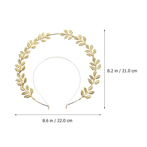 Vista 7 de SOLUSTRE Diadema de estrella con halo de ángel, diadema dorada estilo griego, corona celestial con hojas, doble capa, tiara de diosa, aro