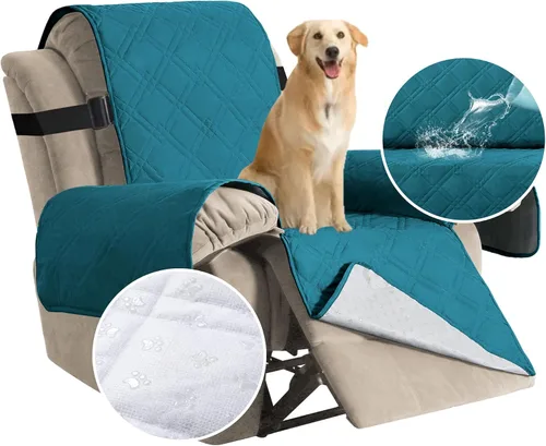 Vista 15 de H.VERSAILTEX - Funda protectora para sillón reclinable 100% impermeable, acolchada, con correa elástica y parte posterior con huellitas de silicón
