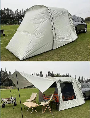 Vista 4 de Tienda de campaña versátil para automóvil, SUV, puerta trasera, tienda de campaña con mosquitera para acampar (15.9 x 7.9 x 6.4 pies)