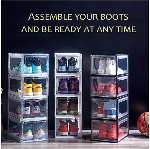 Vista 2 de Caja organizadora de zapatos magnética apilable con pantalla de plástico ultra transparente para zapatos, estante transparente para zapatos