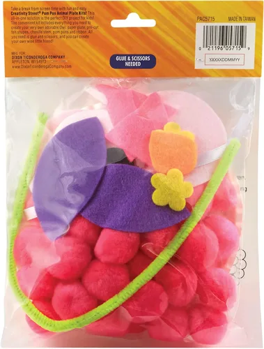 Vista 3 de Creativity Street Pom Pon Kit de Plato de Animal, Búho, 7" x 8" x 1", 1 Kit
