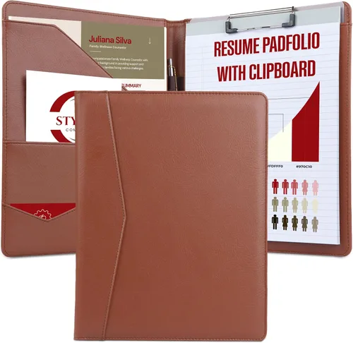Vista 12 de STYLIO - Padfolio, carpeta organizadora de portafolio p/currículum/entrevista, documento legal, tarjeta comercial, bloc de notas tamaño carta Negro