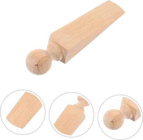 Vista 5 de TEHAUX 2 topes de madera para puerta, antideslizante de madera para bombero, cuña, madera maciza, bloque de madera para puerta y ventana