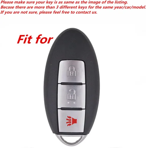 Vista 3 de Funda de cuero inteligente con 3 botones para llavero Infiniti EX35 FX35 QX50 QX70 Nissan Versa Rogue Pathfinder 370Z Armada Juke Murano Titan Negro