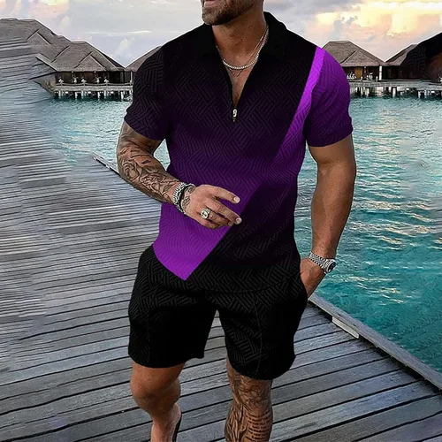 Vista 2 de Traje de manga corta 3D de secado rápido para hombre, pantalones cortos de playa tropical hawaianSS cuerpo deportes pantalones cortos traje
