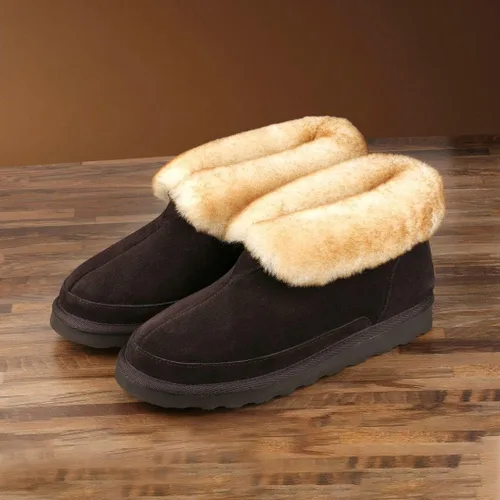 Vista 8 de Pantuflas de oveja para hombre, botines de tobillo para interiores y exteriores con espuma viscoelástica