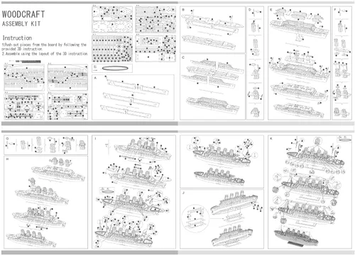 Vista 6 de Bitopbi Rompecabezas de madera 3D modelo Titanic de gran tamaño, crucero, versión en inglés, coleccionable, construcción de bricolaje, kit