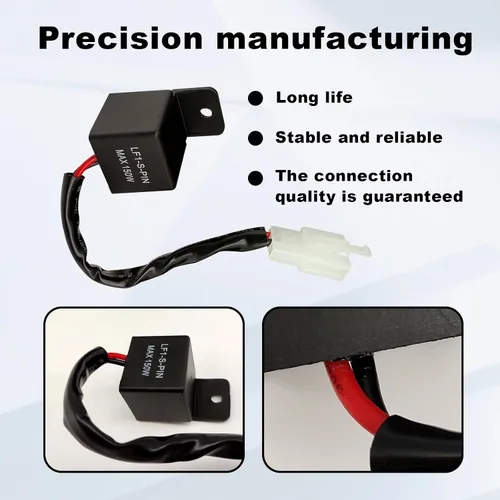 Vista 3 de Relé intermitente LED de 2 pines, relé de 12 V para relés de señal de giro LED de coche, relé de flash ajustable, kit de conectores de cableado