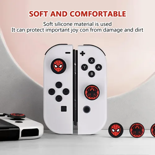 Vista 6 de DLseego Tapas de agarre de pulgar de araña para interruptorSwitch LiteSwitch OLED Joy Con Cool Movie Comic Hero Console analógico Joystick cubierta