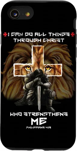 Vista 16 de Fundas para iPhone 11 Christian Phone Cases Men Bible Verse Philippians 4:13 Lion Case