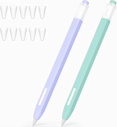 Vista 9 de Paquete de 2 estuches compatibles con Apple Pencil Pro/Apple Pencil de 2ª generación, funda de silicona antideslizante, compatible con carga