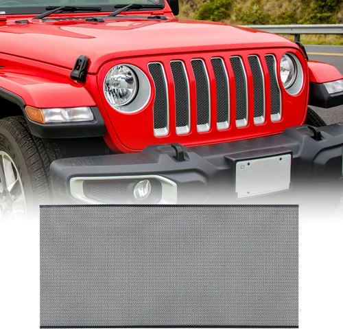 Vista 9 de AggAuto Inserto de malla para parrilla compatible con Jeep Wrangler JK JKU 2007-2018, rejilla frontal de metal de aleación de aluminio, rejilla