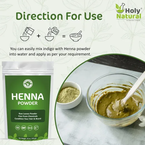 Vista 3 de Polvo de henna para tinte para cabello y barba - Certificado USDA y 100% natural, sin químicos, sin OMG