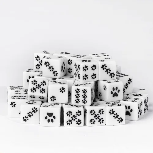 Vista 2 de Juego de 10 dados D6 de 16 mm, juego de dados blancos de 6 lados para juegos de mesa RPG Leather Storage Bag, DM Gift, for Dungeons and Dragons