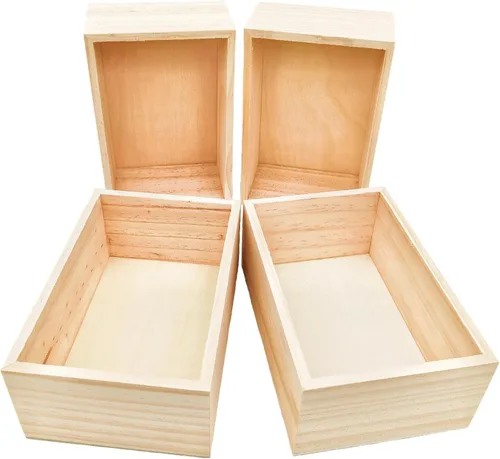 Vista 13 de Anktily 4 Pack Cajas Organizadoras de Almacenamiento de Madera para Manualidades Sin Acabar, Caja de Madera Cuadrada Pequeña de 3 x 3 x 1.6