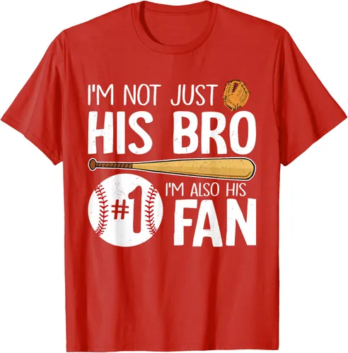Vista 91 de Camiseta Baseball Brother I'm Not Just His Bro I'm His Number One Fan, Negro