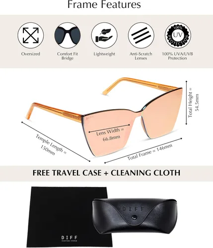 Vista 2 de DIFF Goldie UV400 - Lentes de sol de gran tamaño sin marco para mujer