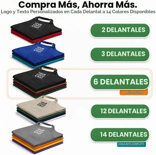 Vista 2 de Delantal personalizado con nombre o logotipo personalizado, cuello ajustable, 2 bolsillos, mezcla de algodón de fácil cuidado Crema