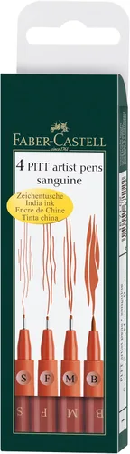 Vista 6 de Faber-Castell Pitt Artist Pens - Juego de 4 bolígrafos negros de tinta india, marcadores surtidos para artistas (estilos S, F, M, B)