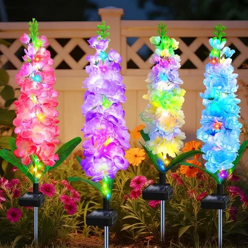 Vista 7 de ostritec Luces solares de Navidad para exteriores, paquete de 4 luces de fibra óptica para árbol de Navidad, luces solares impermeables de 5 capas