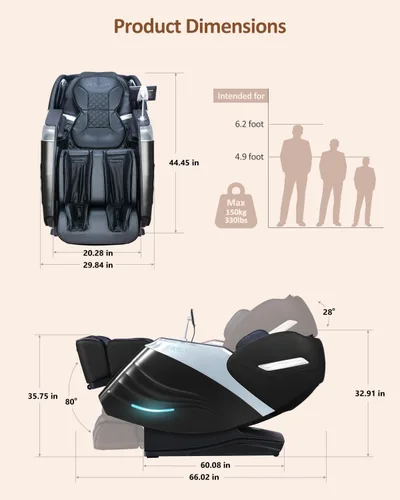 Vista 2 de RELX Silla de masaje 2026 de cuerpo completo, escaneo corporal, reclinable Negro