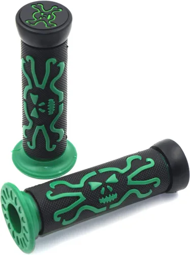 Vista 5 de 7/8" cráneo verde hueso cruz hueso 0.866 in mano Grips compatibles con ATV motocicleta bicicleta 125 Duke [P/N:XH4089-22-VERDE]