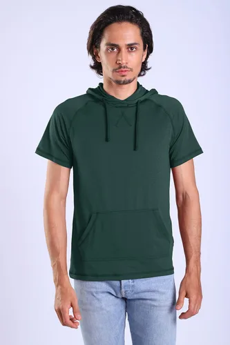 Vista 4 de LeeHanTon Mens Athletic Short Sleeve Hoodies - Casual Workout Shirt Solid Lightweight Pullover Sweatshirt